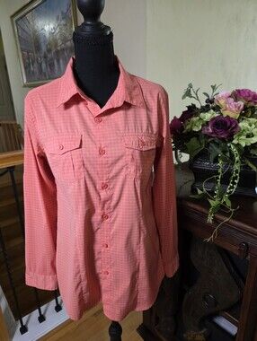 Alpine Design Coral Pink Plaid Button-Down Shirt Size M